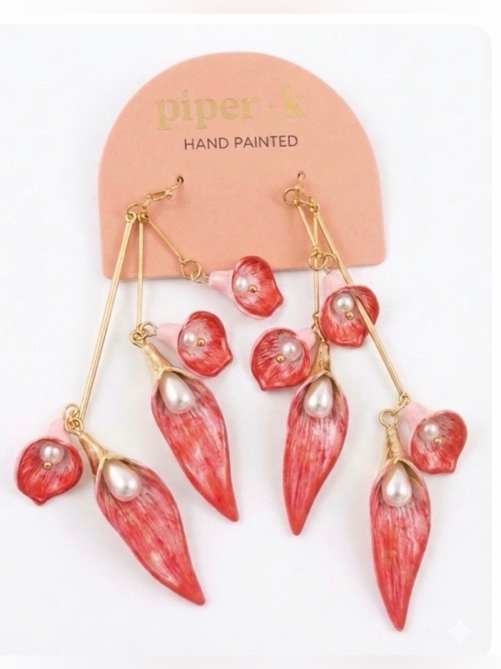 NWT ⚜️🌸⚜️ Piper K Hand Painted Calla Lily Earrings